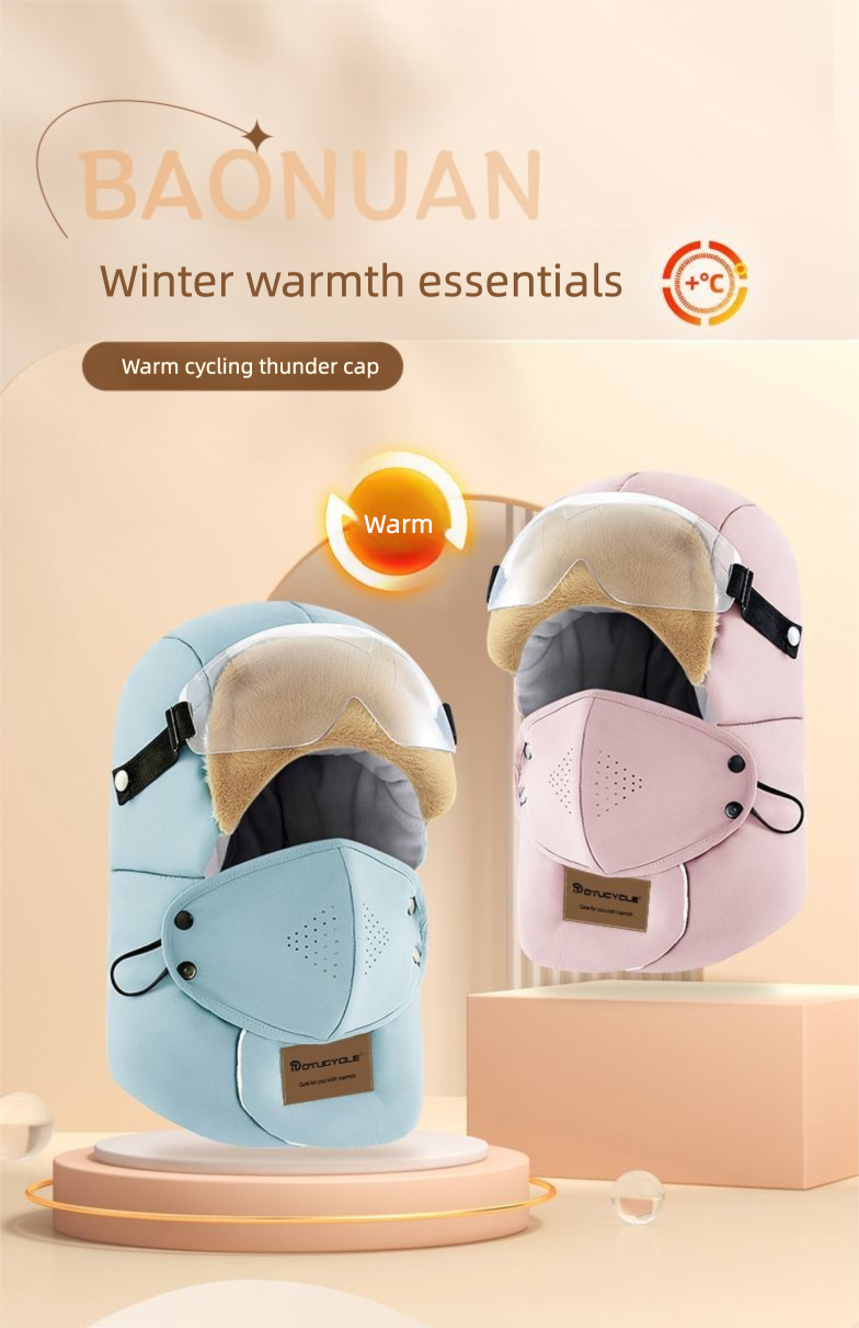 DTUCYCLE Winter Warme Lei Feng Gesichtsmaske mit Fleecefutter, dick gefüttert, winddicht, kältebeständig, ideal für Fahrräder und Elektrofahrräder_voghion.com