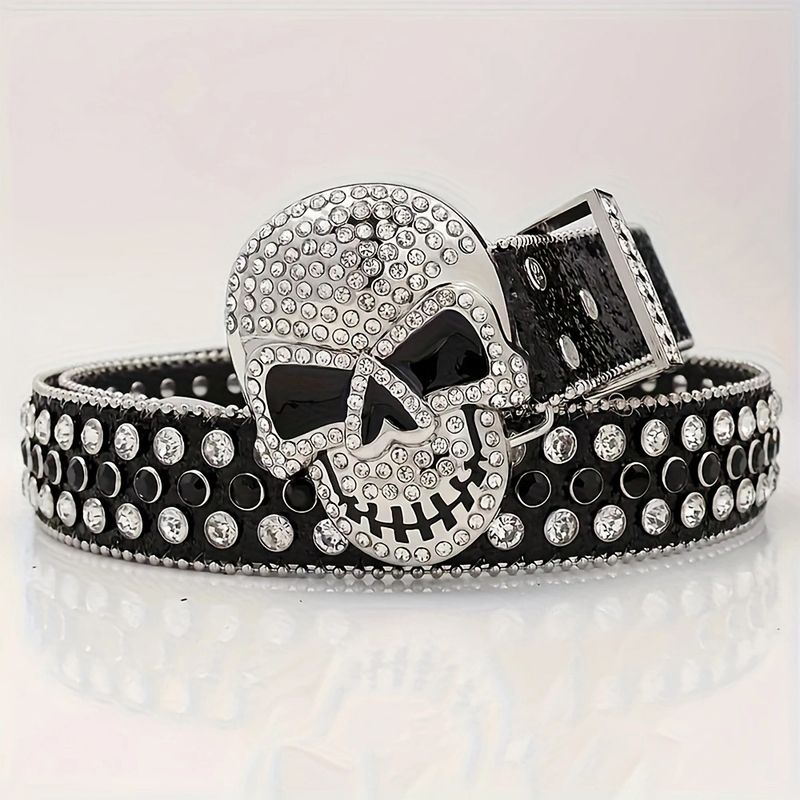 Curea gotică cu craniu, în stil punk, la modă și personalizată, pentru fete, cu cap unic și nituri, cu diamant de apă_voghion.com