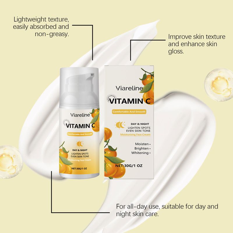 Viareline Vitamin C Moisturizing Cream Moisturizing And Repairing Brightening Moisturizing Refreshing Non-Stick Cream_voghion.com