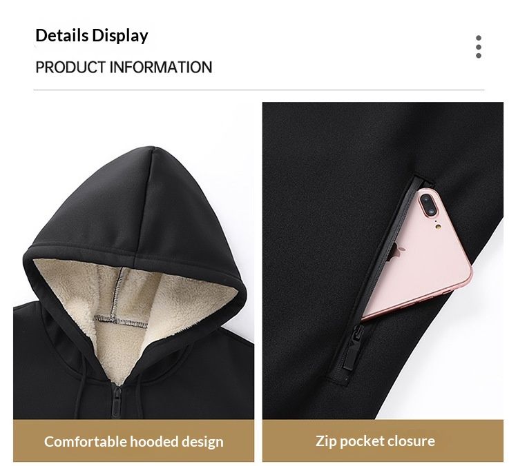 Cross-Border Exclusive Sweatshirt Plus Size Winter Warm Hooded Casual Men's Lamb Wool Sports Set_voghion.com