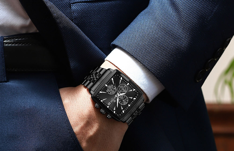 New fashion men's high-end intelligent multi-function chronograph business waterproof luminous calendar solid steel strap watch_voghion.com