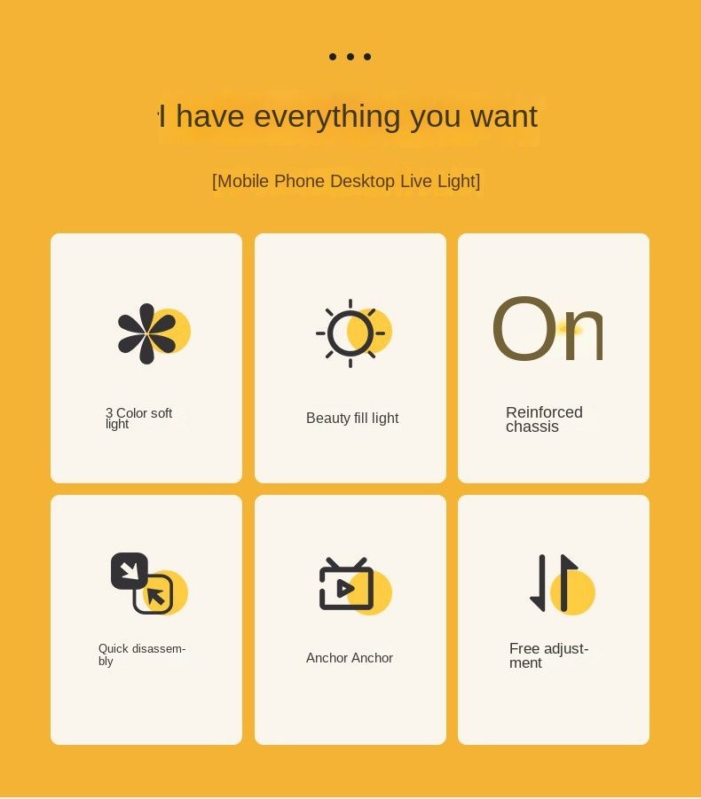 Mobile Desktop Live Streaming Light - 360° Rotatable, 3-Color Soft Light, USB Powered, Perfect for Beauty Broadcasting & Video Shooting_voghion.com
