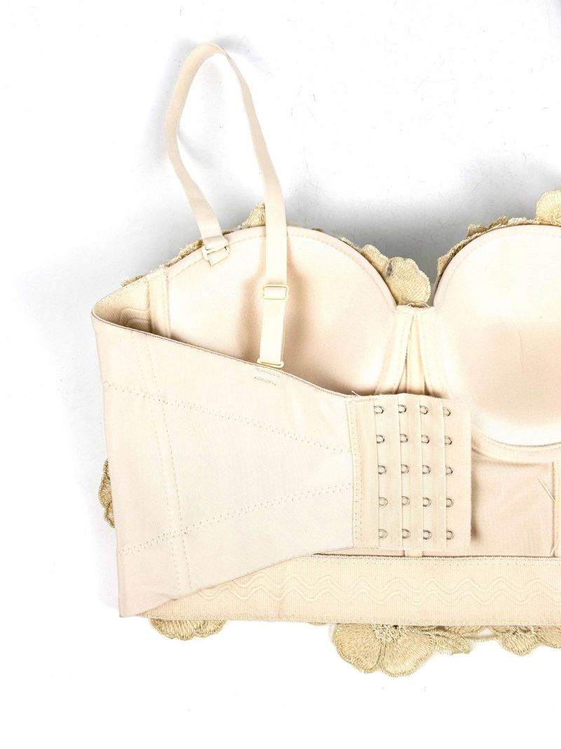 Damenbekleidung Dreidimensionales, mit Blumen und Diamanten besetztes, körperformendes Tube-Top für die Oberbekleidung Straps-BH für Damen_voghion.com