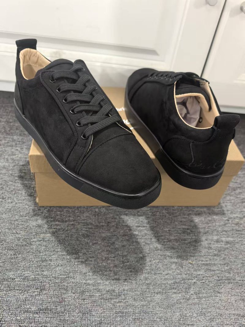 Lttll Electric Black Embroidered Low-Top Rivet Men's Flat Casual Crescent Shoes_voghion.com