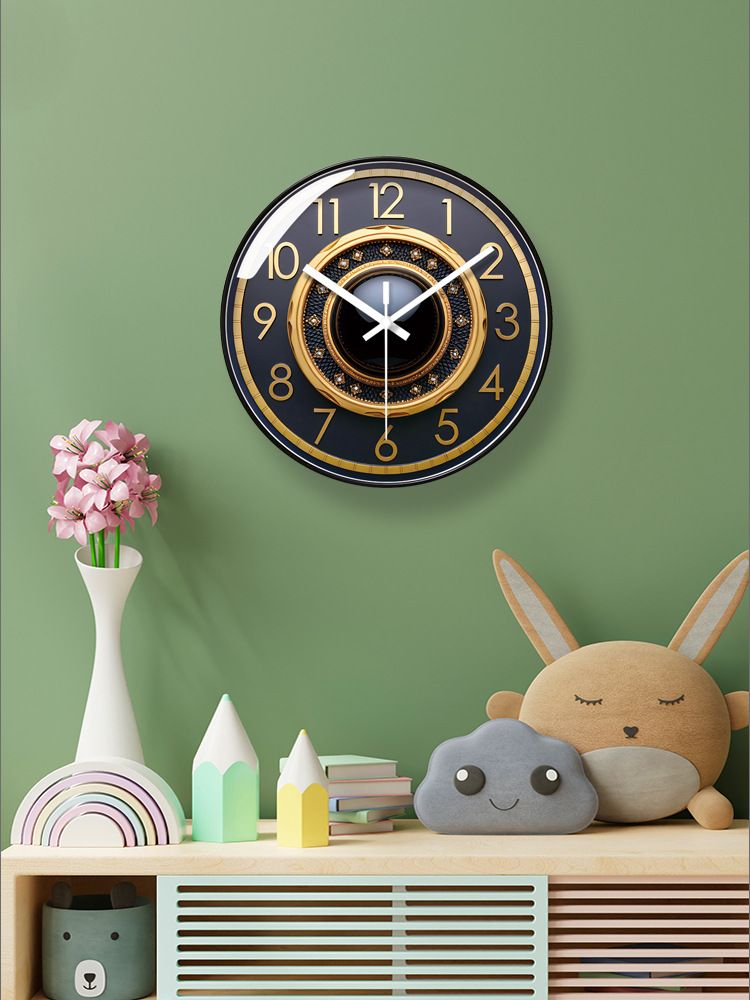 Yipula 7276 Horloge murale silencieuse à quartz, style chinois, simple et créative, pour salon, maison, chambre à coucher, ronde, seconde_voghion.com