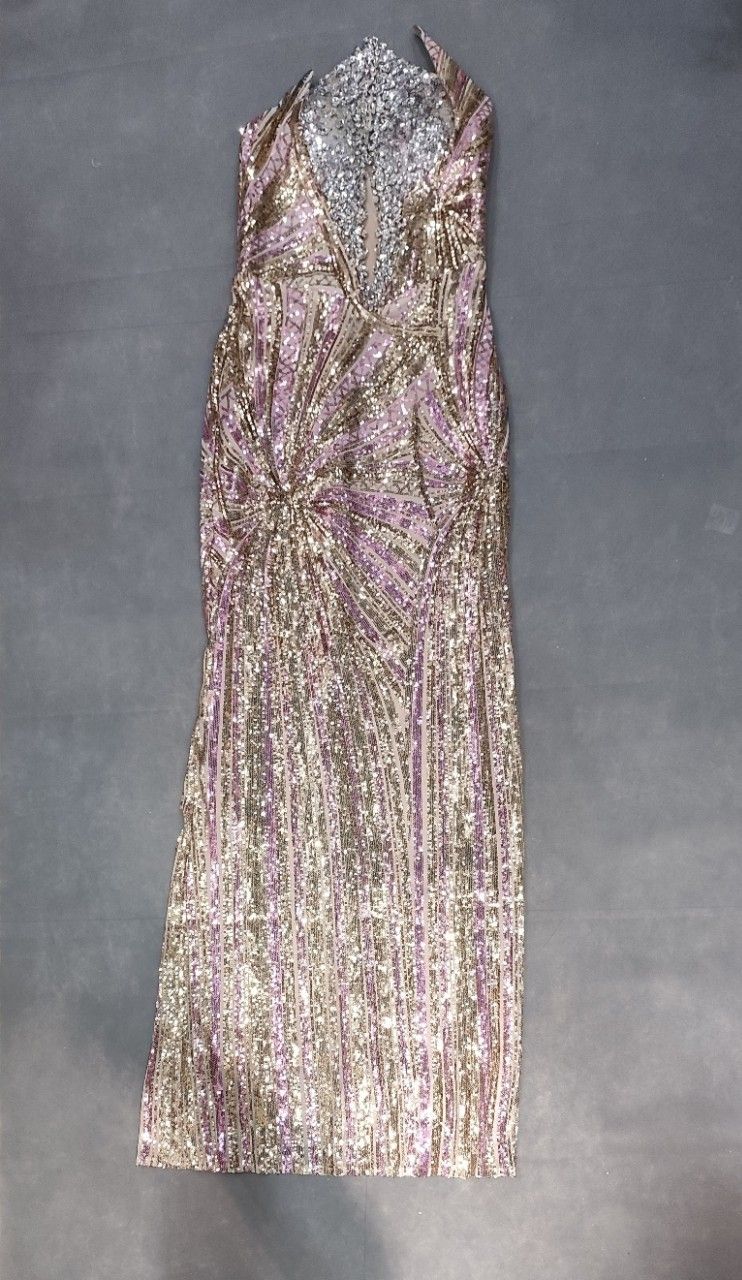 Elegante abito aderente con paillettes per donna - Abito da sera a sirena senza maniche, attillato, per feste e banchetti_voghion.com