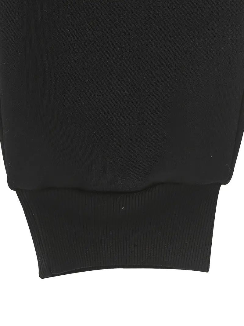 Pantalon de jogging décontracté pour homme avec étiquette en cuir – Pantalon de survêtement doublé polaire polyester pour l'hiver, poignets élastiques, coupe décontractée, couleur unie_voghion.com