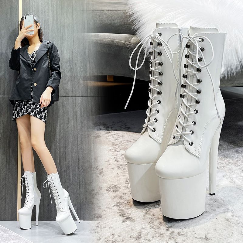 Plus Size Pole Dance Schuhe 20cm Super Knight Nachtclub Bühne High Heel Plateau Stiletto Stiefel_voghion.com