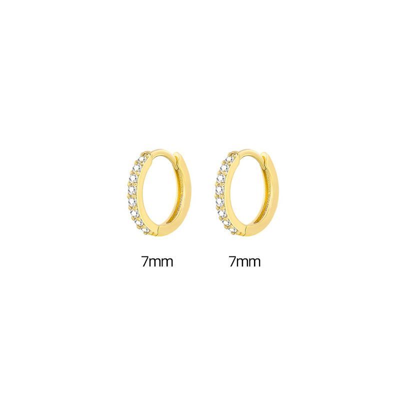 Verschlüsse Koreanische Version Einfache Reihe Dia Zirkon Ohrringe Damen Frische Runde Kleine Ohrknochennägel_voghion.com