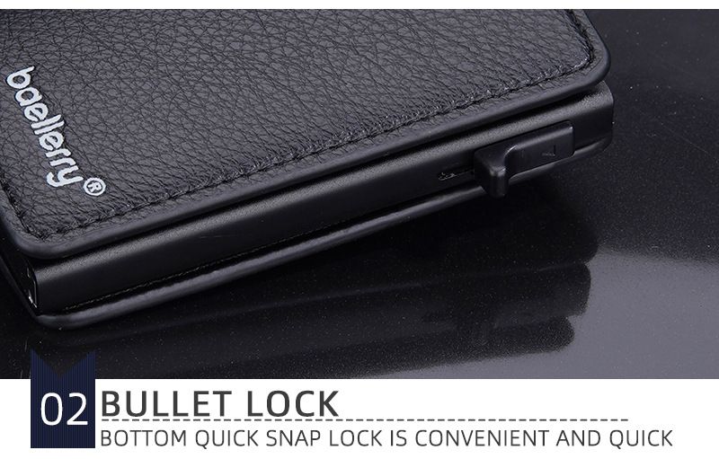 Baellerry New Ανδρική θήκη για κάρτες Lychee RFID Αντιμαγνητική πλάγια ώθηση Pop, μεταλλικό κουτί αλουμινίου_voghion.com