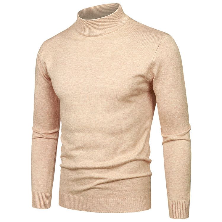 Einfarbiger Pullover für Herren mit Laufvolumen, halber Rollkragenpullover, Einheitsgröße, langärmeliges Pullover-Bottom-Shirt_voghion.com
