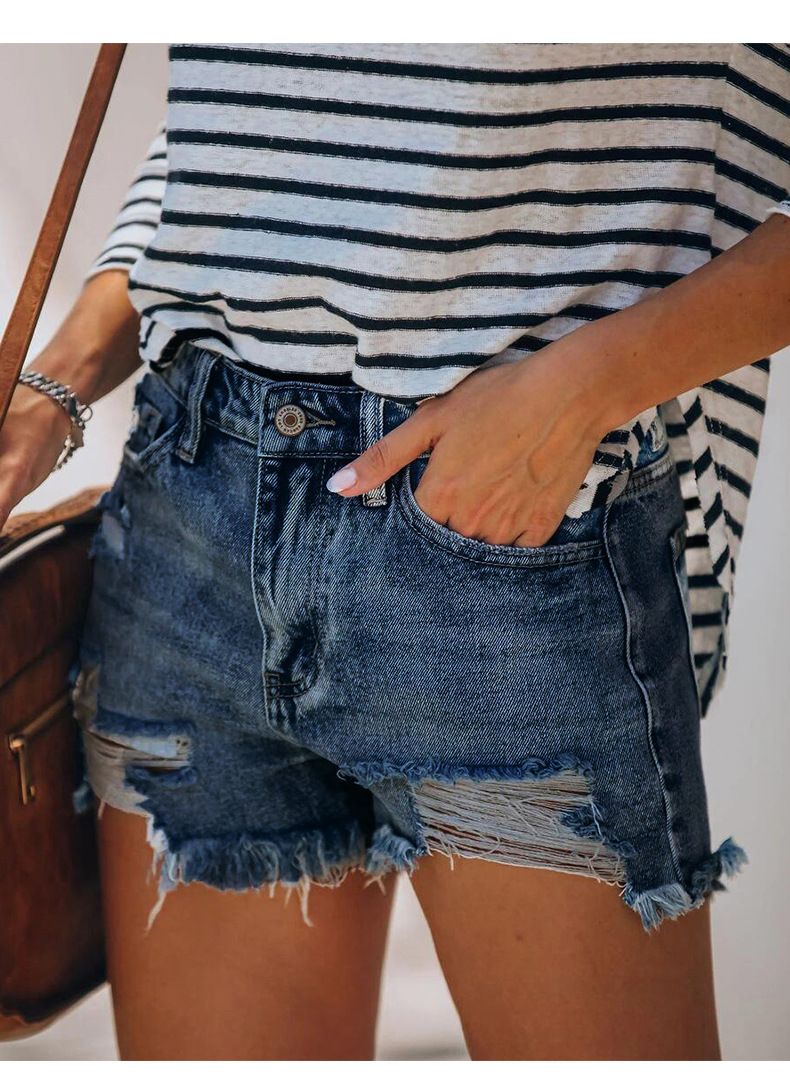 Damkläder The New Popular Stretchy Ripped Tofs Dam Jeans Shorts Populär Wish Super Hot_voghion.com