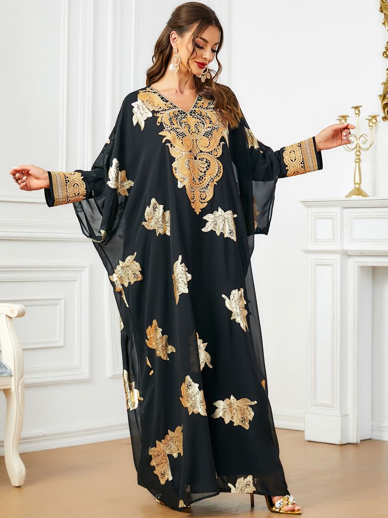 Nuovo abito musulmano con stampa a caldo, abito largo in due pezzi per donna araba_voghion.com