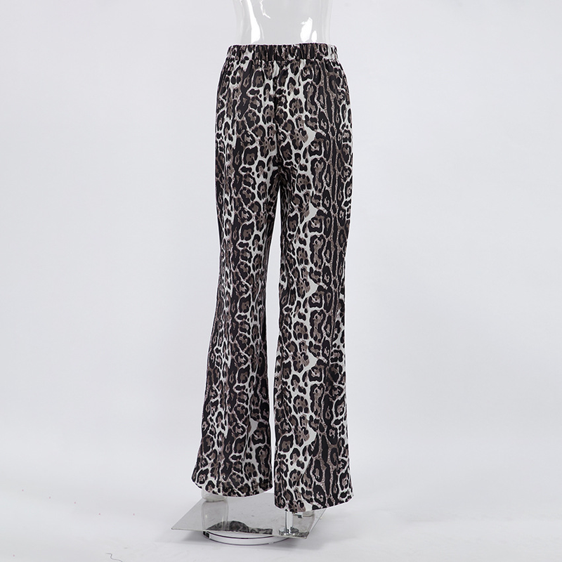Damenhose mit weitem Bein und Leopardenmuster, lässige Hose, neues elastisches Band, locker._voghion.com