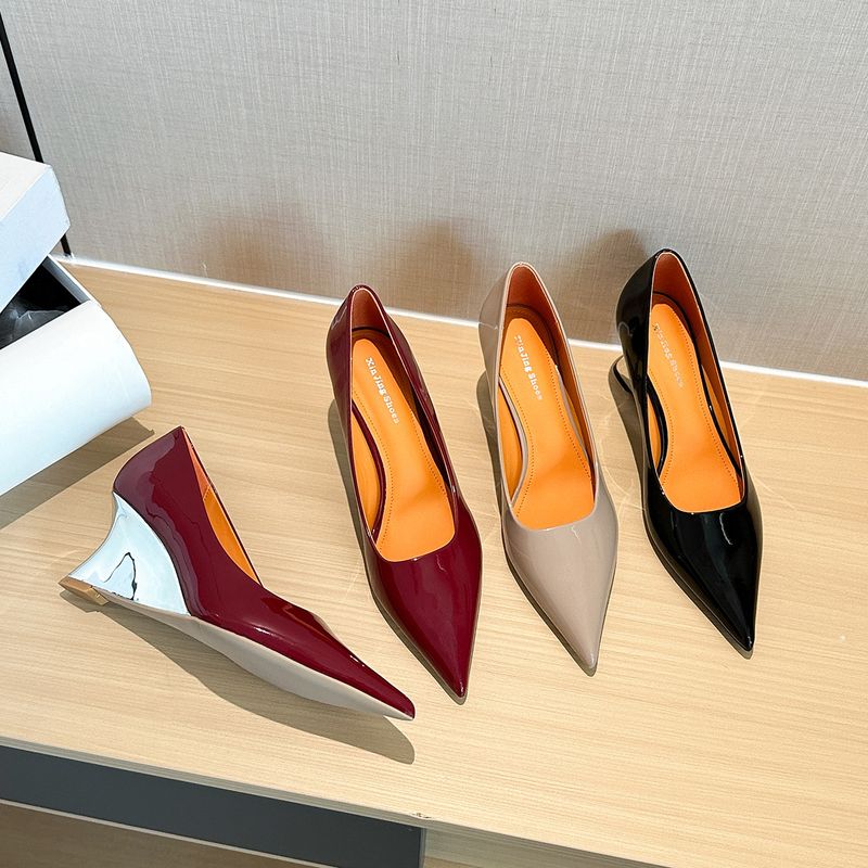 363-5 Nischendesign Französisch Spitzschuh Keilschuhe Herbst Neue rote sexy Party High Heels_voghion.com