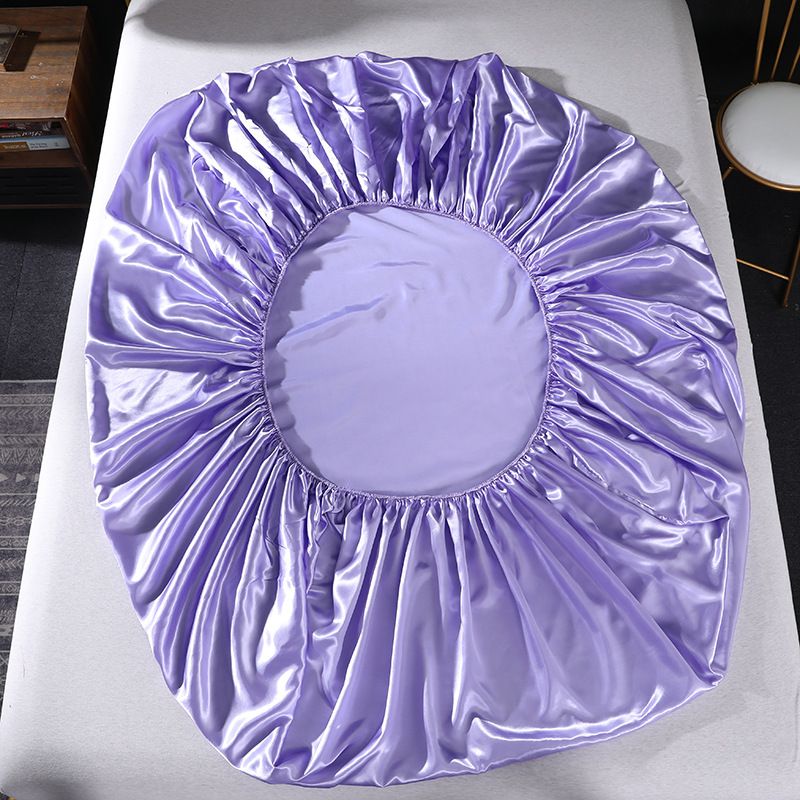 Pure color satin summer ice silk bed sheet pillowcase silk four piece set_voghion.com