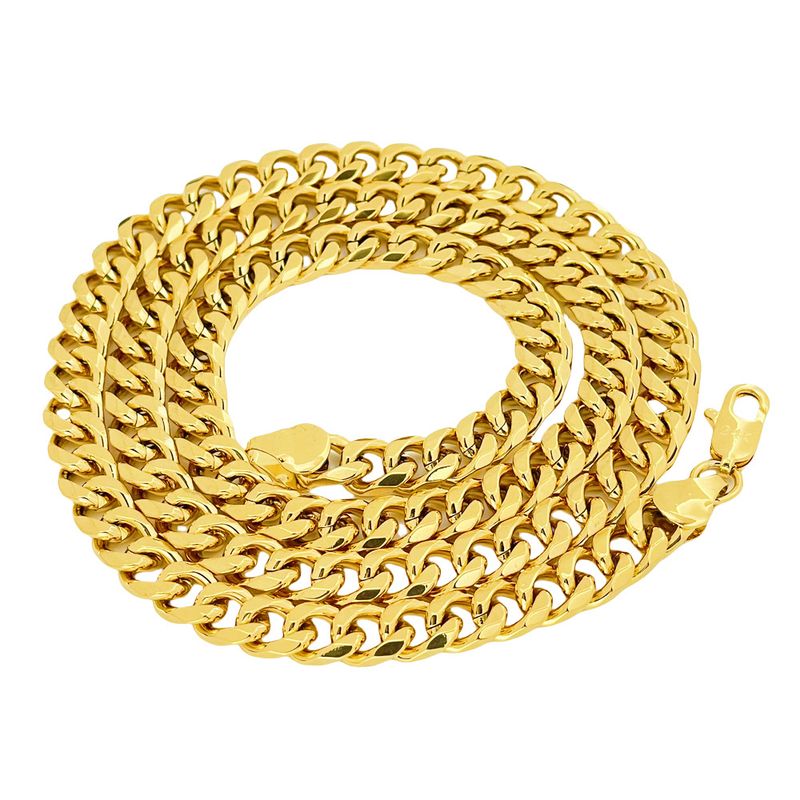 Collana, collana cubana placcata oro con catena laterale da 6 mm_voghion.com