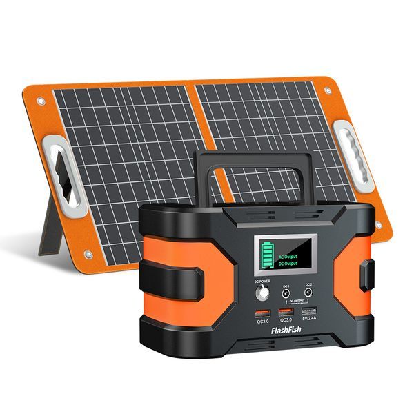 200W Peak Power Station, Flashfish CPAP Battery 166Wh 45000mAh Backup Power Pack With 60W 18V Portable Solar Panel, FLASHFISH Foldable Solar Charge_voghion.com