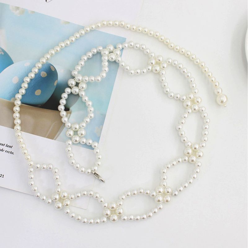HEIßE Neue Elegante Frauen Perle Gürtel Weibliche Mädchen Strap Dünne Dünne Kleid Lange Taillenbänder Riemen Taille Ketten_voghion.com