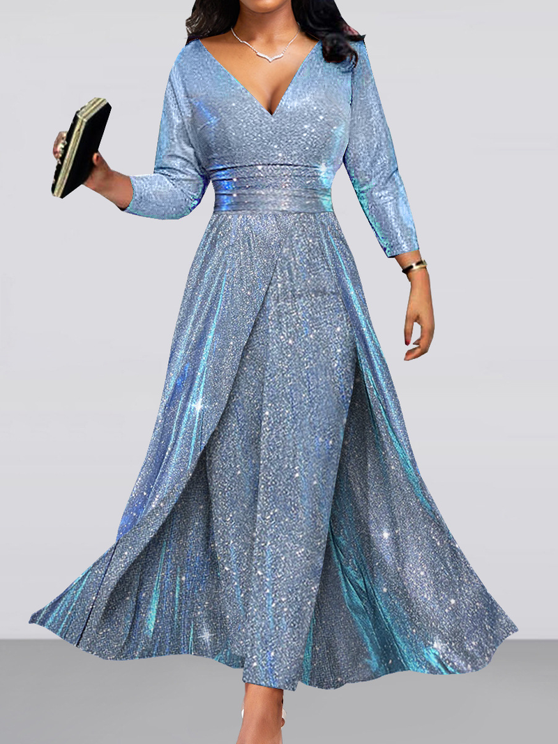 Women's Clothing banquet dress ins double-sided sequined large skirt tube top sexy fashion jumpsuit_voghion.com