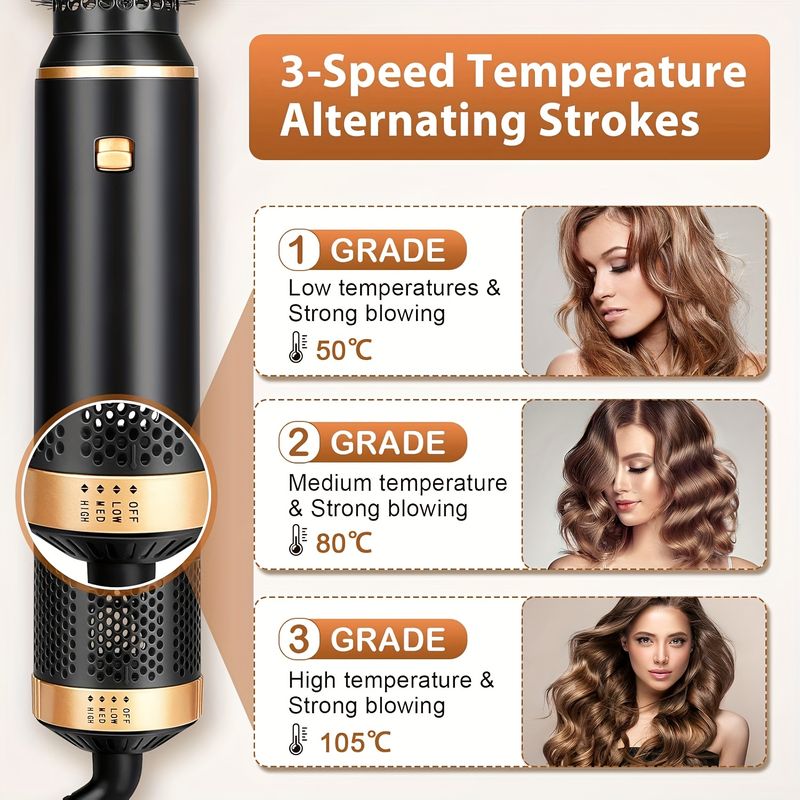 UKLISS 5 in 1 Asciugacapelli Spazzola Arricciacapelli Aria Calda Tecnologia Ioni Negativi, Spazzola/Ferro Arricciacapelli Rimovibile, Regolabile_voghion.com