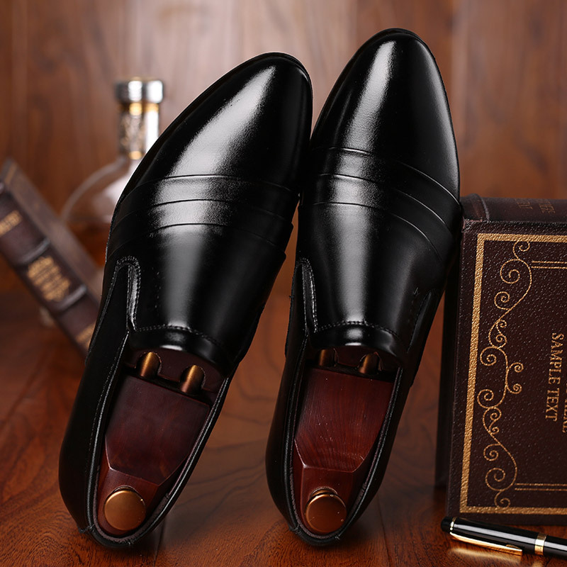 Vestido masculino oxfords sapatos formais de festa de casamento sapatos clássicos dedo apontado sapatos de couro confortáveis_voghion.com