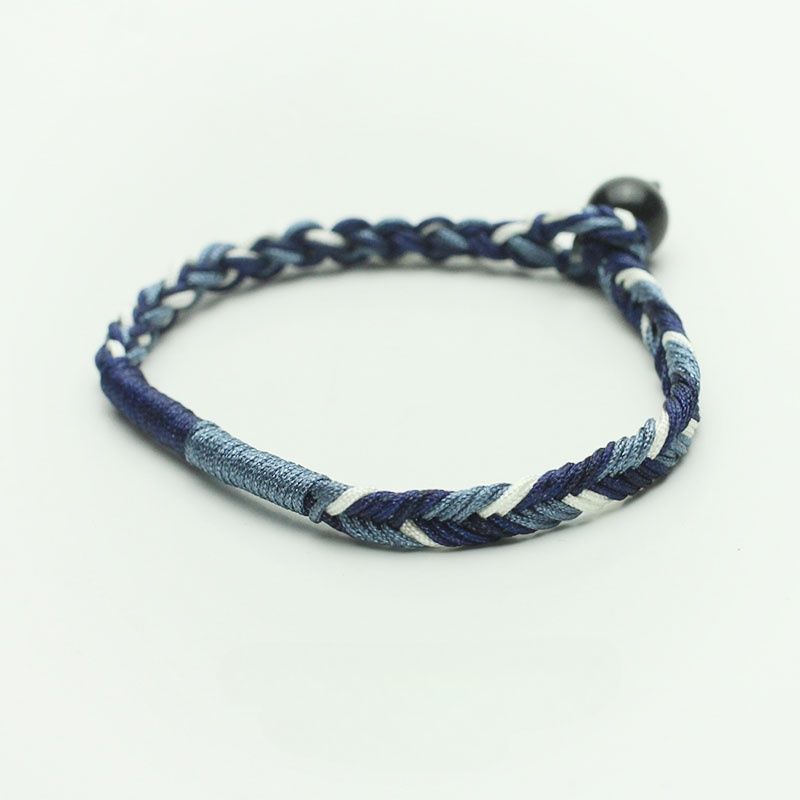 Braccialetto da uomo RedBi Red Rabbit in denim blu tinto, stile americano, con corda da mano_voghion.com