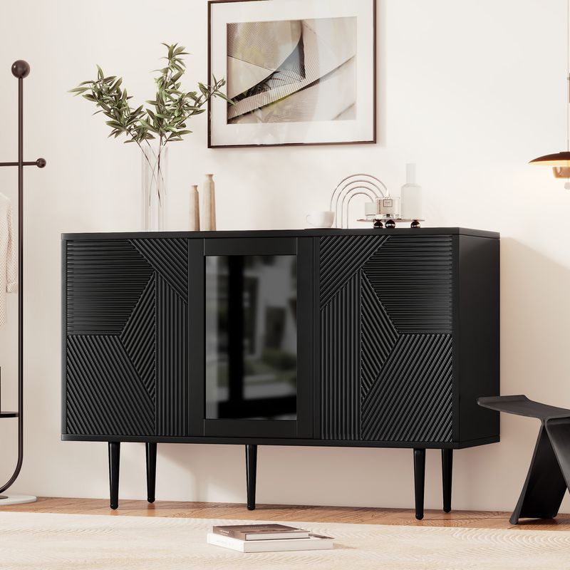 Comode Schwarz 120x79,5cm Con 3 Vasi, Mobili In Metallo E Vetro_voghion.com