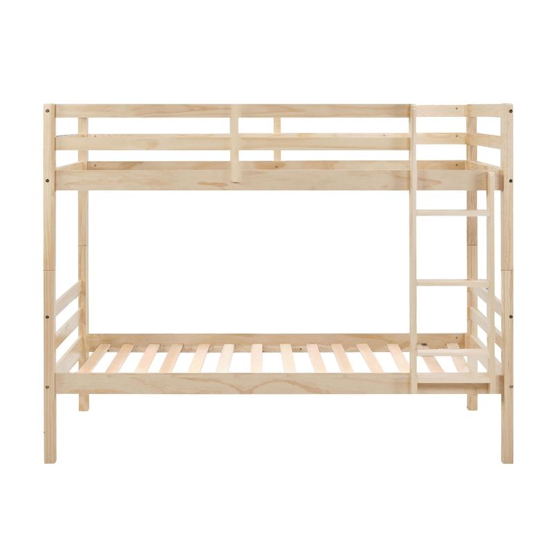 Twin Over Twin Bunk Bed With Ladder,Wooden Bunk Bed With High Guardrail And Ladder For Kids, Teens, Dorm Rooms, And Guest Rooms,No Box Spring Needed,White_voghion.com