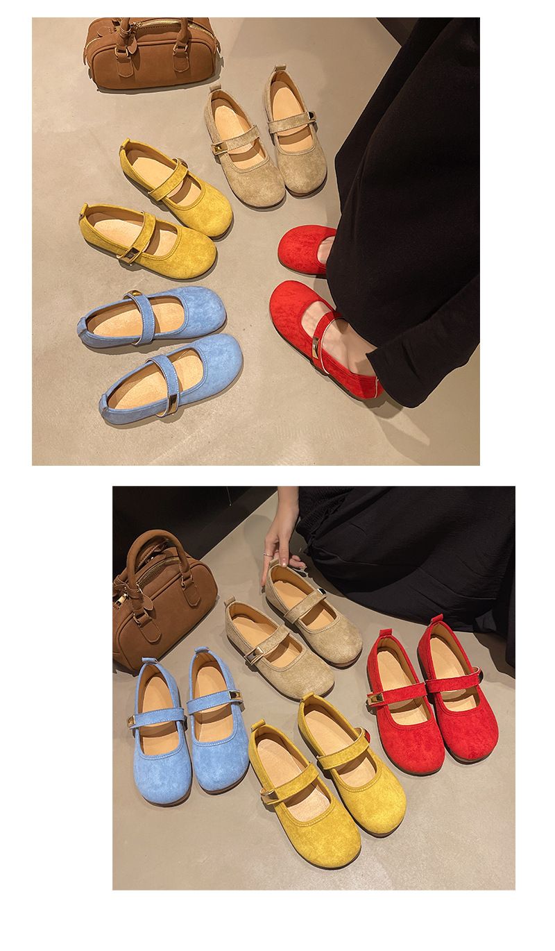 Französisch Retro Licht Mund Einzelnen Schuhe frauen Mit Rock Weichen Boden Gelb Flachen Boden Mary Jane Schöne Einzelnen Schuhe_voghion.com