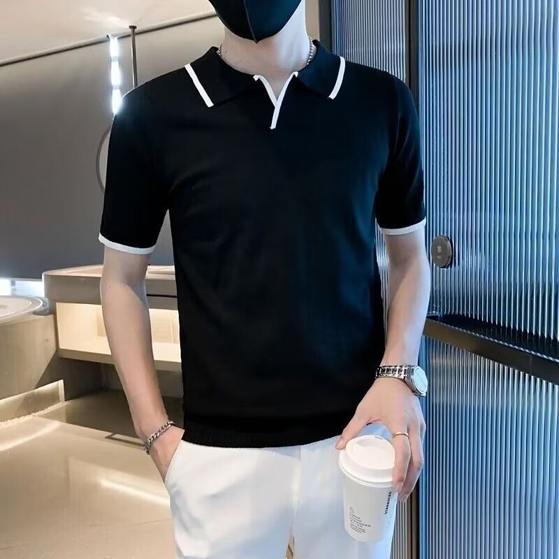 Trendiges Slim-Fit-Poloshirt für Herren – koreanisch inspiriertes Streifendesign (atmungsaktives Milchseidengewebe, Größen M-3XL, hohe Farbechtheit)_voghion.com