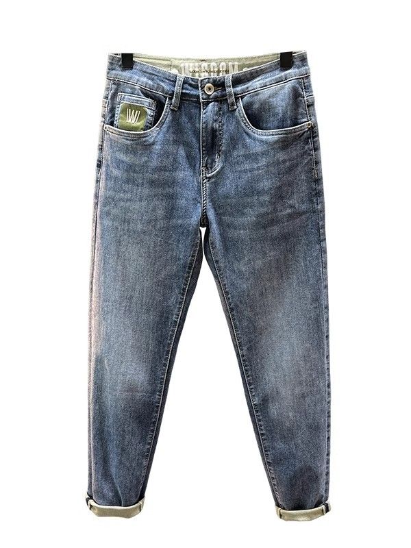Men's Spring Thin Slim Fit Casual Nine-point Korean Style Stretch Trendy Slightly Wide Versatile Skinny Jeans_voghion.com