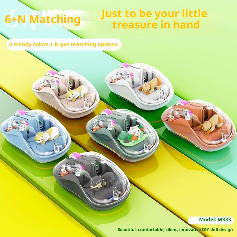 Souris figurine magnétique ergonomique lumineuse sans fil Bluetooth rechargeable trois modes Digitex Huma, neuve et créative. Cadeau original._voghion.com