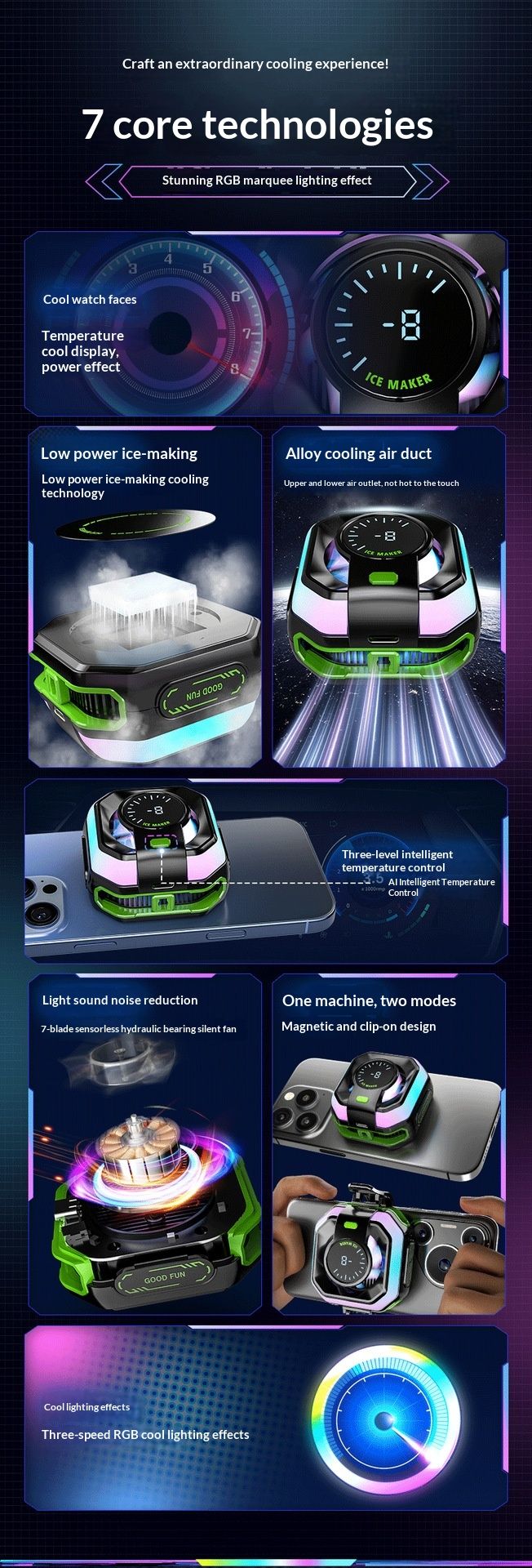 Digitex 2025 New Model JS86 Magnetic Back Clip Cooler Phone Freezing Silent Live Streaming Dedicated_voghion.com