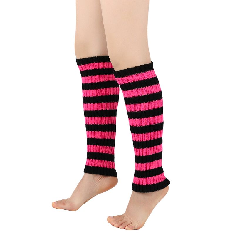 Unisex Beinwärmer für Männer und Frauen Gestrickte Fußwärmer Farbig gestreifte Stiefelwärmer Stapelsocken_voghion.com