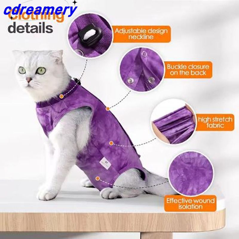 1 stuk rekbare kleding voor sterilisatie/castratie van katten, zacht elastisch herstelpak voor katten, wondbeschermer, anti-likwonden, sterilisatievest voor katten_voghion.com