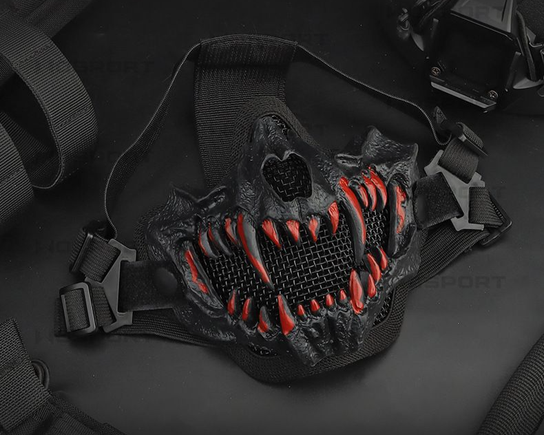 Fang Mask Standard Edition Double Layer Steel Wire Cos Half Face High Breathable Protective Tactical Motorcycle Riding_voghion.com