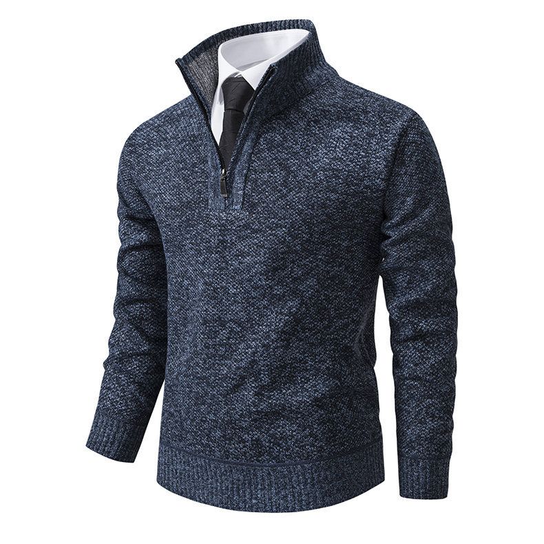 Herren-Strickpullover mit Fleecefutter – Slim-Fit-Pullover mit Stehkragen für Wärme im Winter_voghion.com