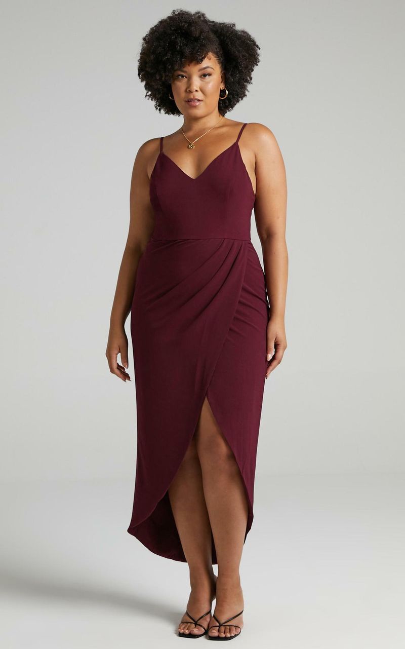 Abito elegante asimmetrico con volant e vita alta con scollo a V da donna - Abito midi aderente in maglia senza maniche per donna, dall'ufficio alla festa, disponibile_voghion.com