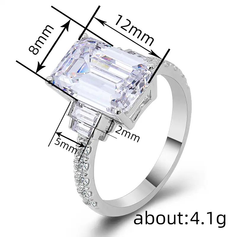 Cao Shi, anello singolo con zircone intarsiato quadrato, semplice e di personalità, per fidanzamento, matrimonio, gioielli coordinati, moda_voghion.com