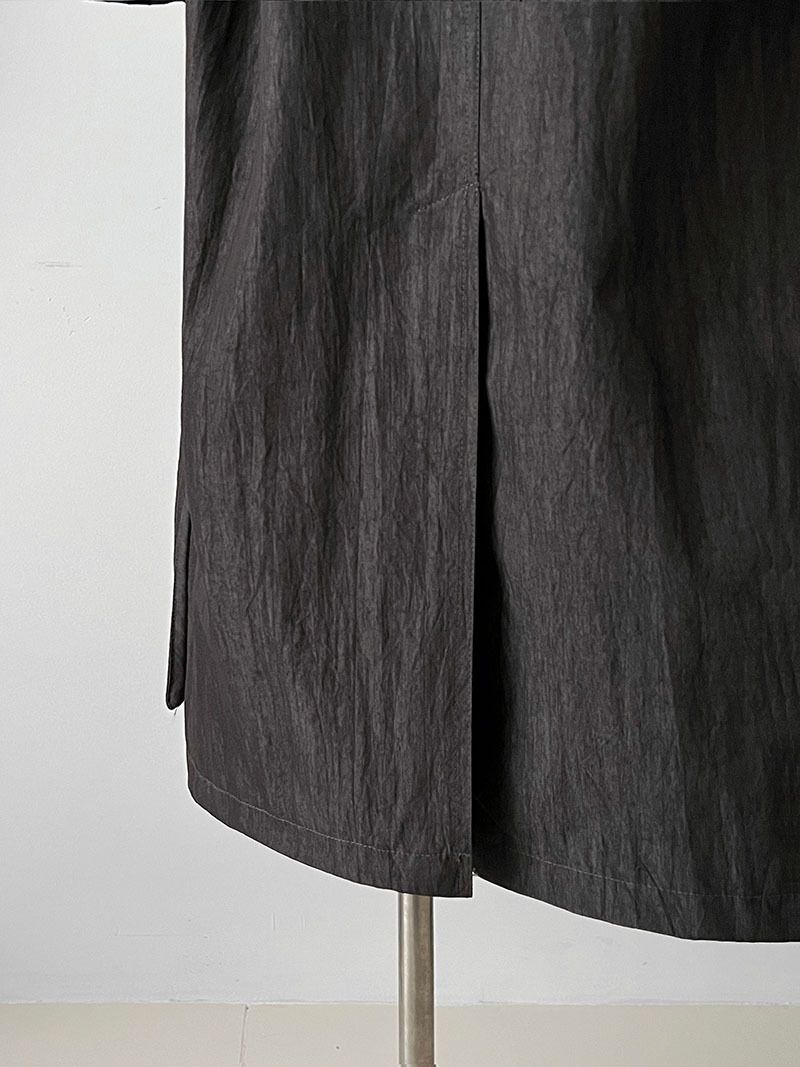 Minimalist British Style Trench Coat For Women, Long Sleeve Belted Duster Coat, Oversized Lapel Casual Overcoat In Beige & Denim Black_voghion.com