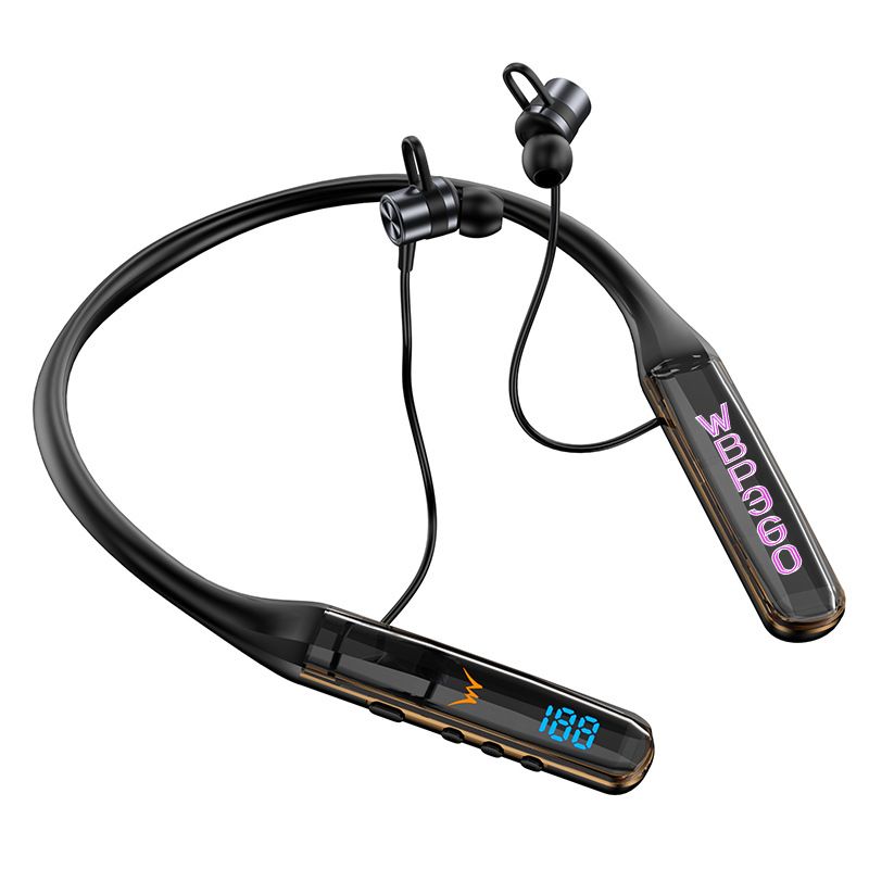 Auricolari sportivi unisex con fascia da collo e display a cristalli liquidi Bluetooth senza fili e batteria a lunga durata_voghion.com