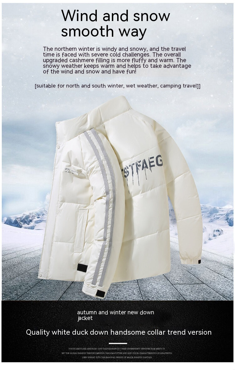 Piumino da uomo nuovo autunno e inverno 2024 caldo piumino d'anatra bianco di tendenza con colletto in piedi ispessito_voghion.com