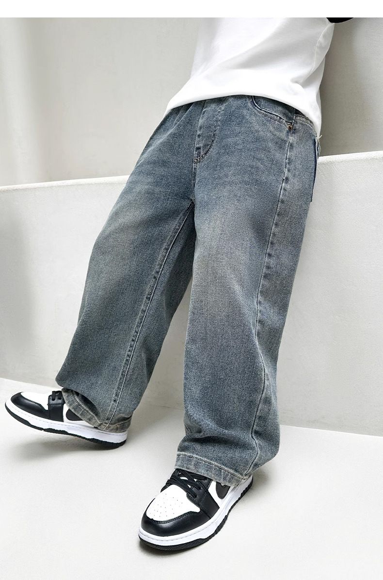 Pantalones vaqueros de primavera y otoño para madres e hijos, pantalones rectos para niños de talla mediana y grande, además de pantalones casuales de terciopelo._voghion.com