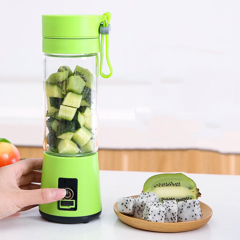 Langmayue 380ml Portable USB Electric Fruit Mixer Juicer Machine Home Blender Squeezer-Blue 2-Blade_voghion.com