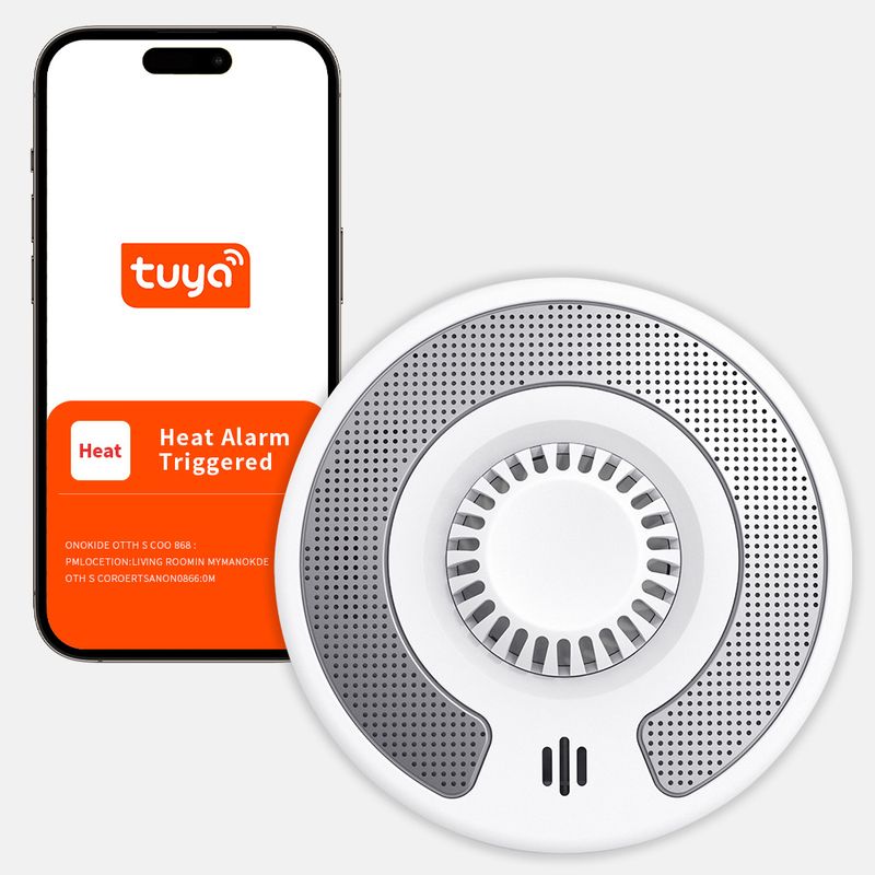 Smart Heat Detector With Tuya App – 10-Year Lifespan, 360° Detection, Ceiling-Mounted Fire Alarm For Home & Office (0-40°C Range)_voghion.com