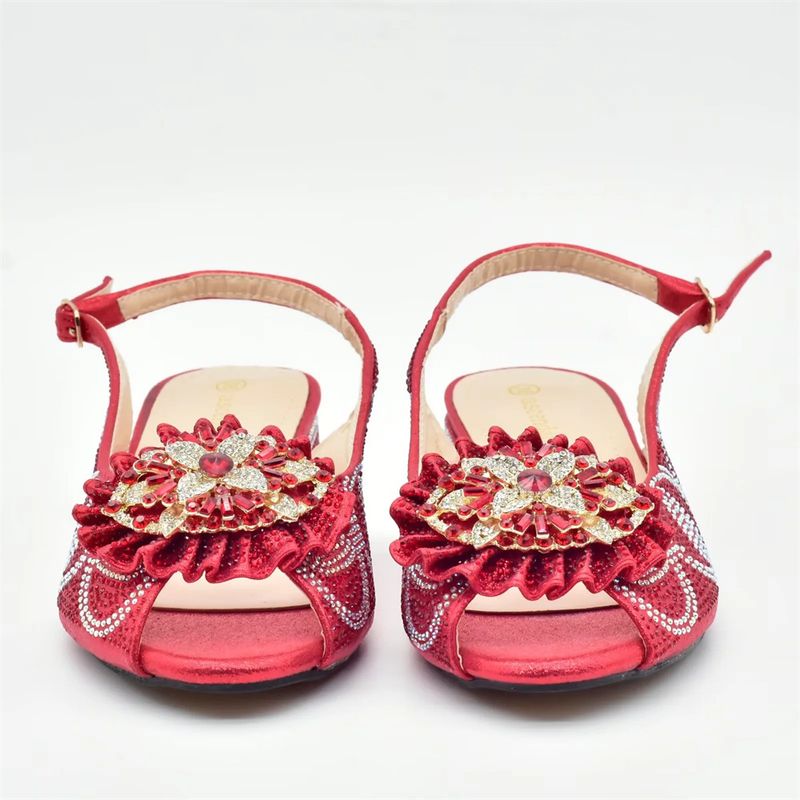 Women's low heeled sandals with evening bag matching drill button_voghion.com