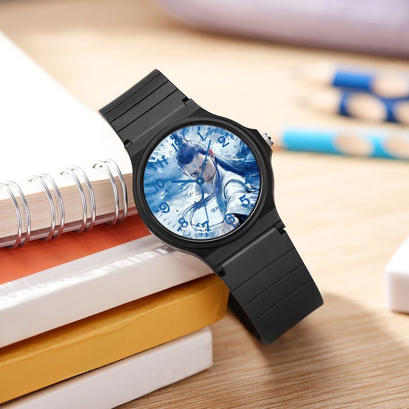 Orologio al quarzo silenzioso, adatto agli esami, con lancette luminose, quadrante nero elegante, design unisex, cinturino in resina leggero, impermeabile fino a 10 m_voghion.com