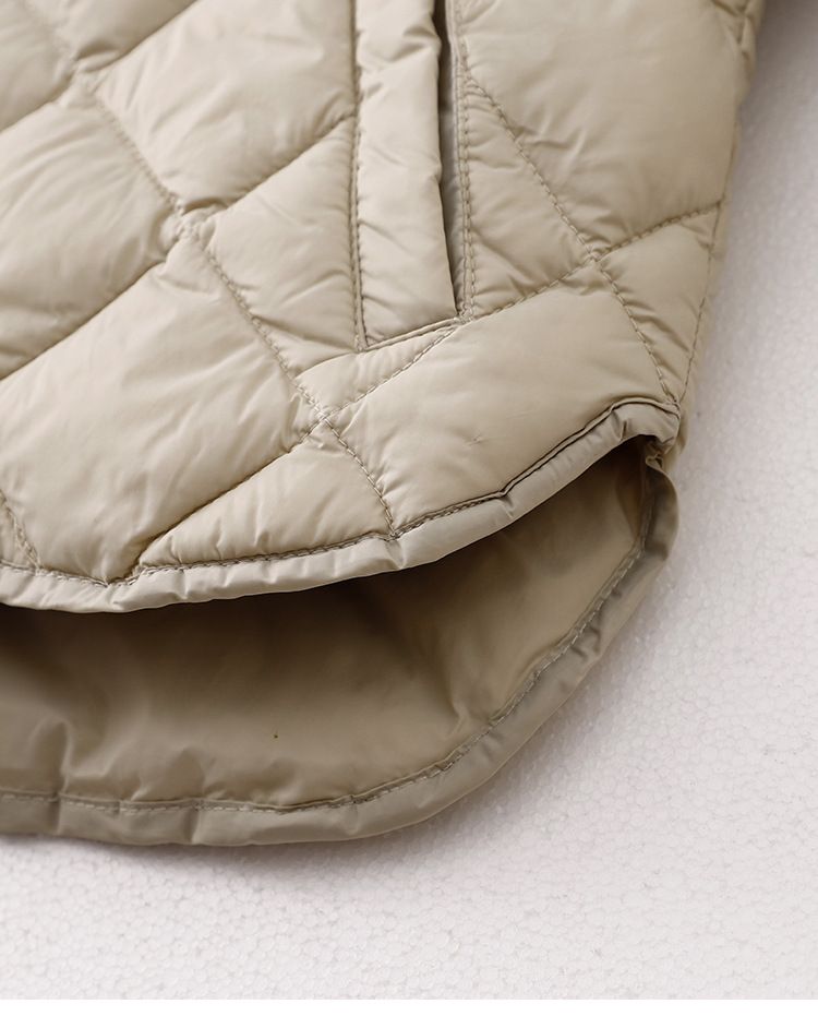 "Quilted Puffer Jacket With Mandarin Collar & Petal Sleeves - Korean-Inspired Streetwear Coat In Diamond Stitch (Black/Beige/Mocha/Pistachio)"_voghion.com