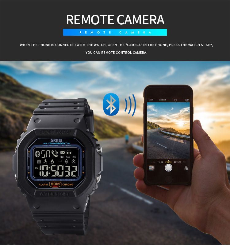 SKMEI 1629 Sport Digital Watch For Men Military Pedometer Calorie Tracker Mens Bluetooth Phone Wristwatch Clock Smartwatch Reloj_voghion.com